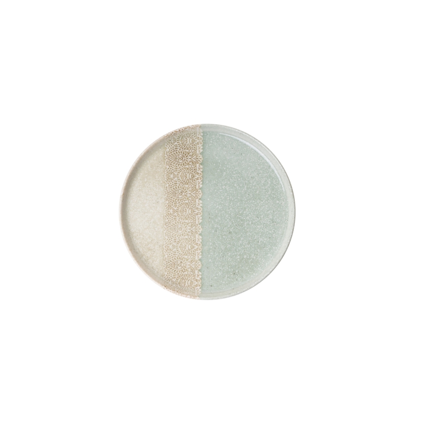 Service de table 27 pièces en porcelaine, beige et vert