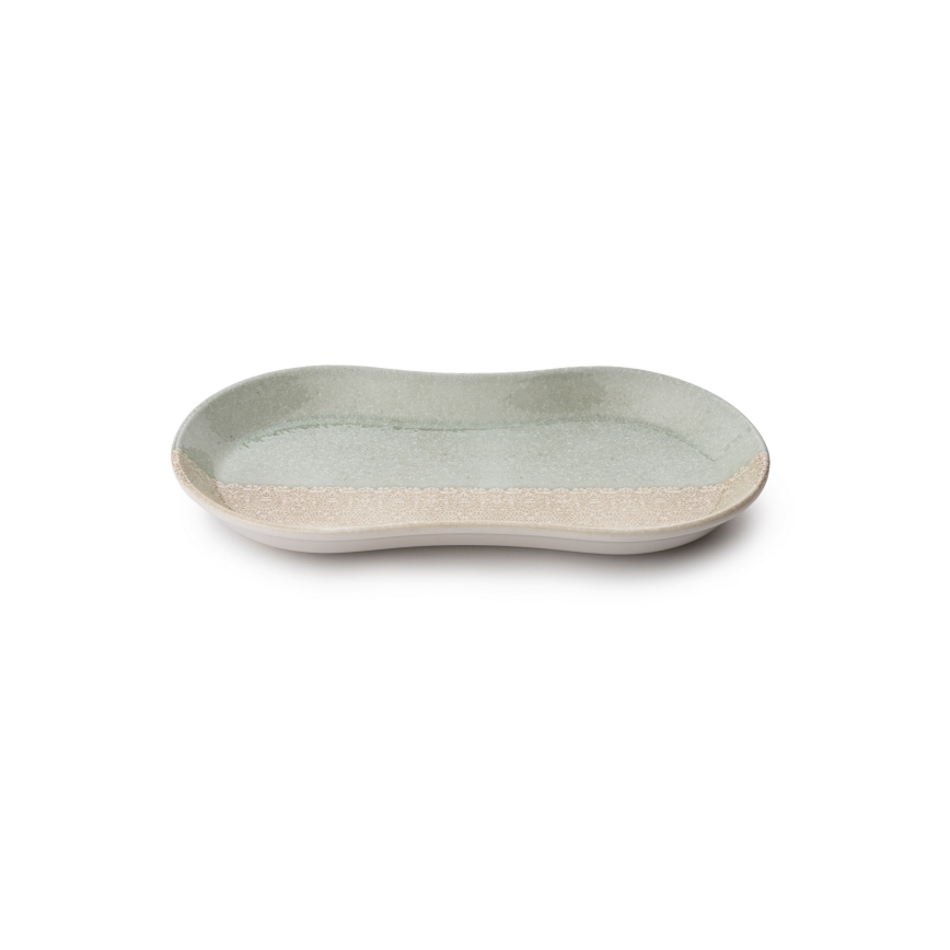 Service de table 27 pièces en porcelaine, beige et vert