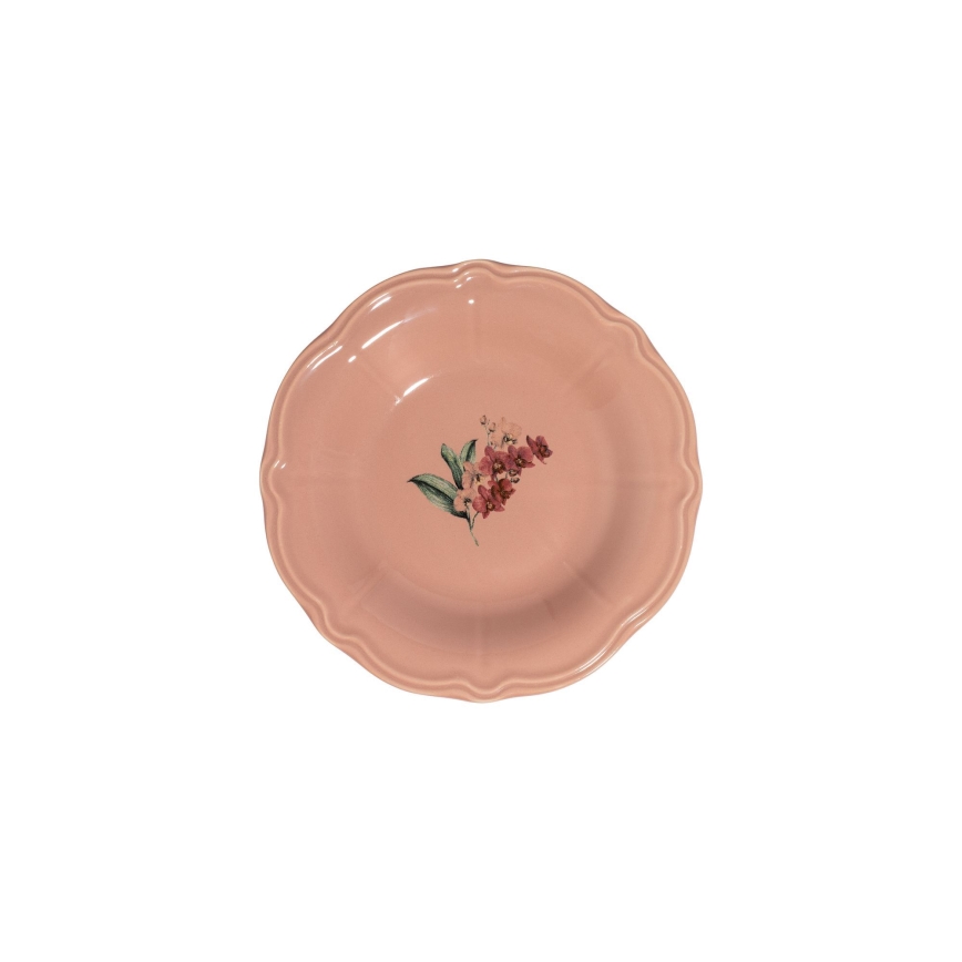 Service de table 27 pièces, rose/blanc, en porcelaine