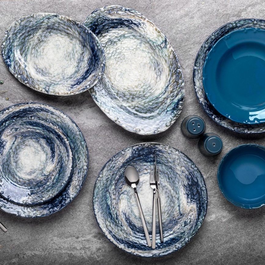 Service de table 29 pièces bleu/porcelaine