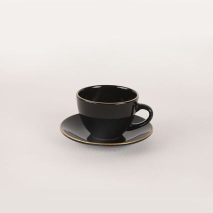 Service de table 44 pièces noir/doré/grès