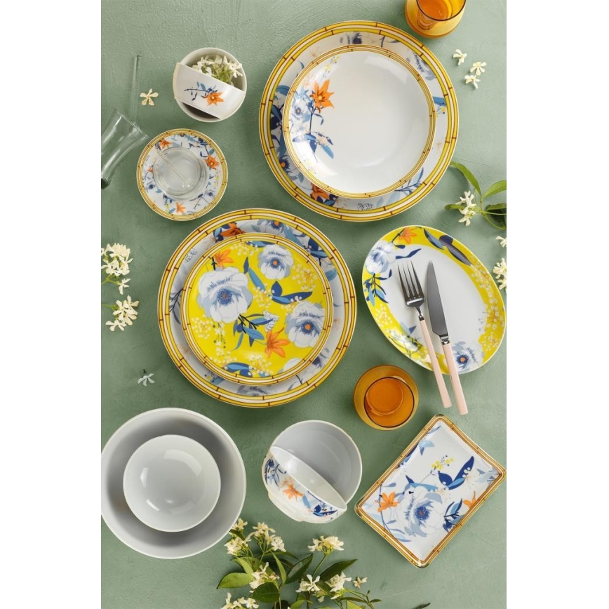 Service de table 50 pièces multicolore/porcelaine