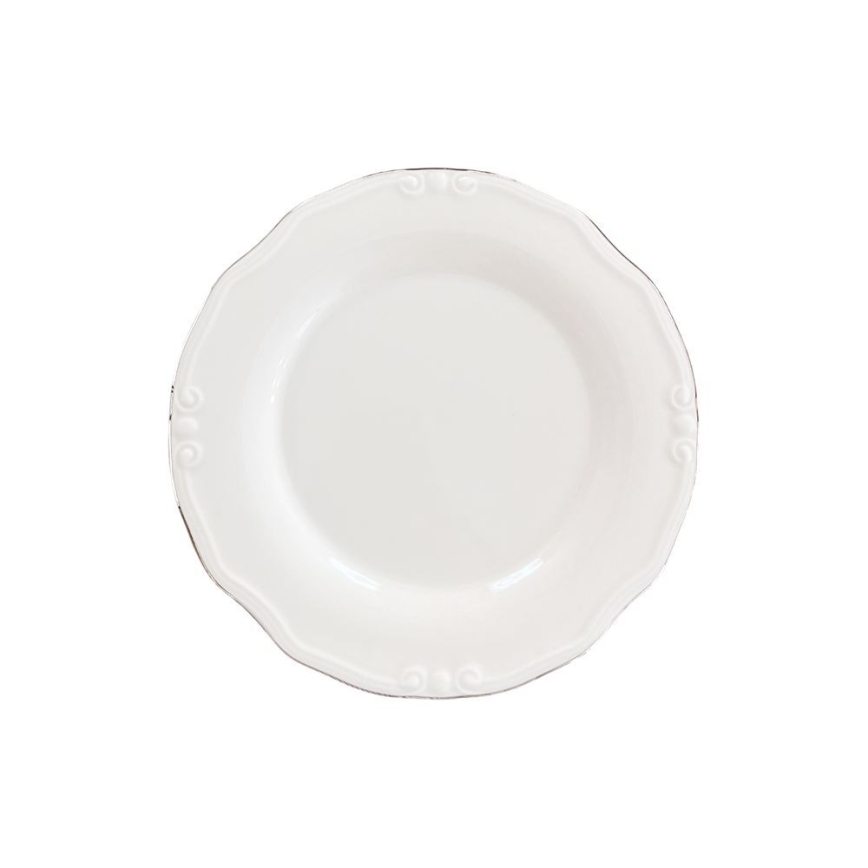Service de table 53 pièces, blanc/argent, en porcelaine