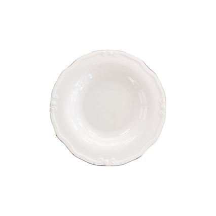 Service de table 53 pièces, blanc/argent, en porcelaine