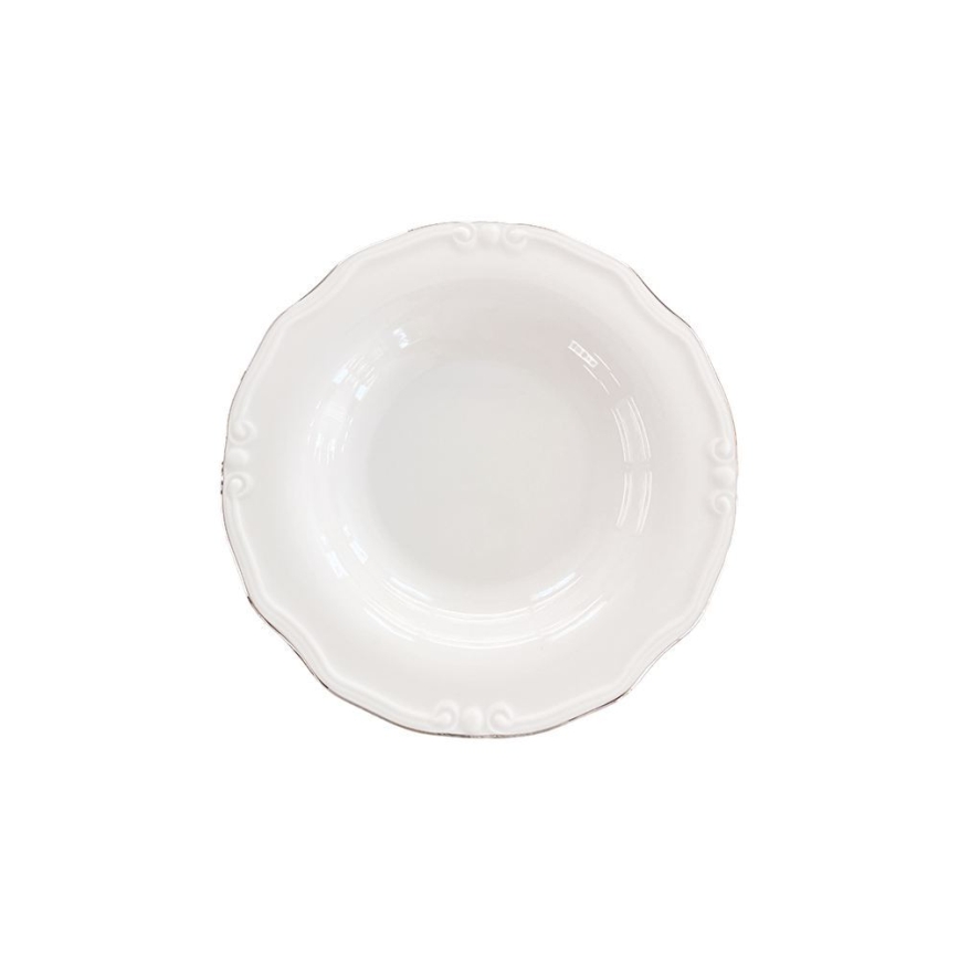 Service de table 53 pièces, blanc/argent, en porcelaine