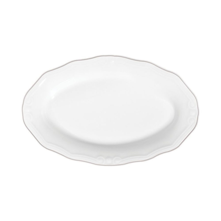 Service de table 53 pièces, blanc/argent, en porcelaine