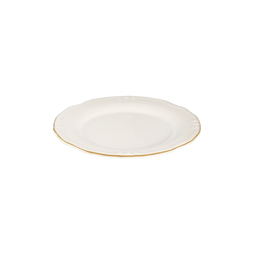Service de table 53 pièces en porcelaine, blanc et doré