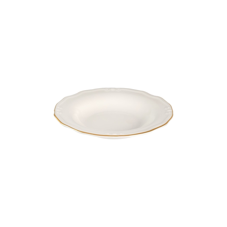 Service de table 53 pièces en porcelaine, blanc et doré