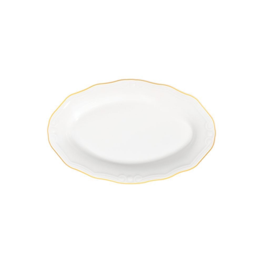 Service de table 53 pièces en porcelaine, blanc et doré