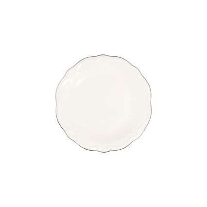 Service de table 53 pièces en porcelaine blanche, accents argentés