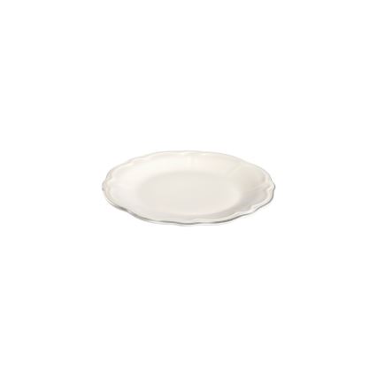 Service de table 53 pièces en porcelaine blanche, accents argentés