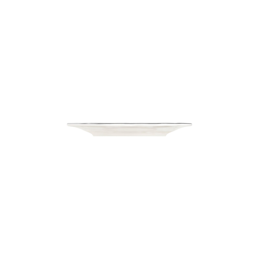 Service de table 53 pièces en porcelaine blanche, accents argentés