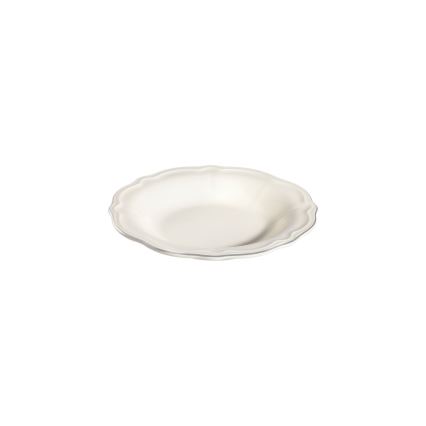 Service de table 53 pièces en porcelaine blanche, accents argentés
