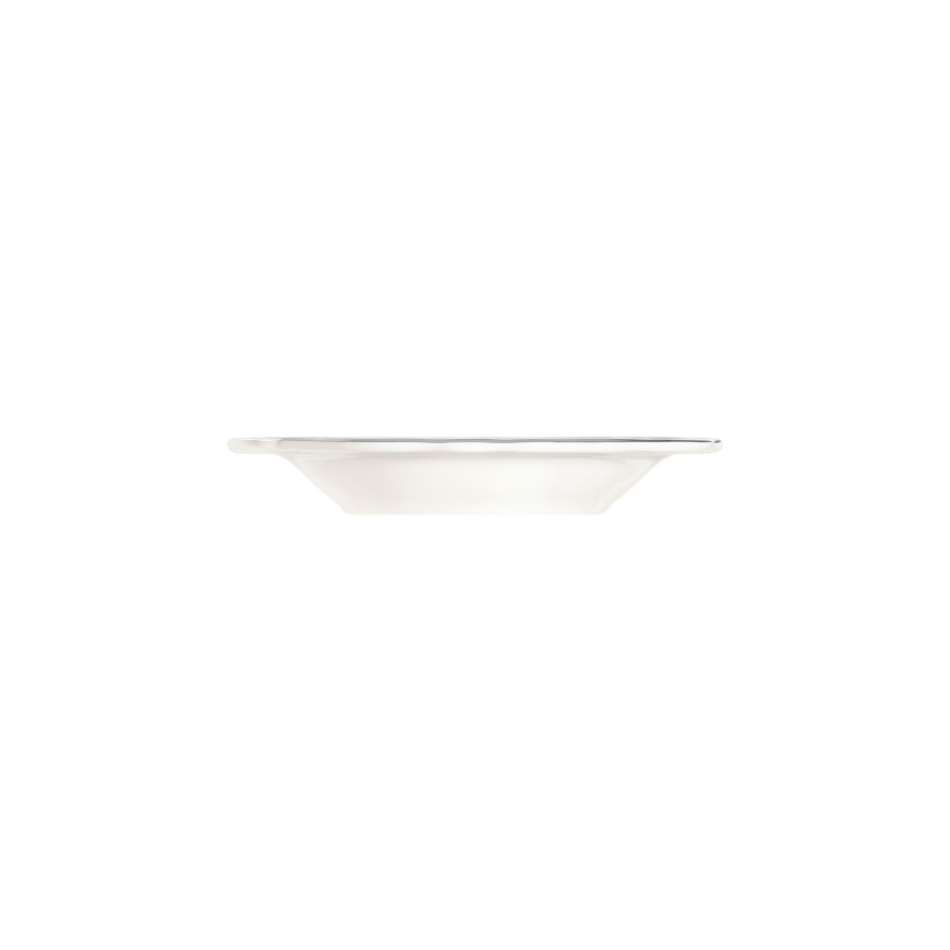 Service de table 53 pièces en porcelaine blanche, accents argentés
