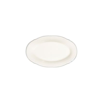Service de table 53 pièces en porcelaine blanche, accents argentés