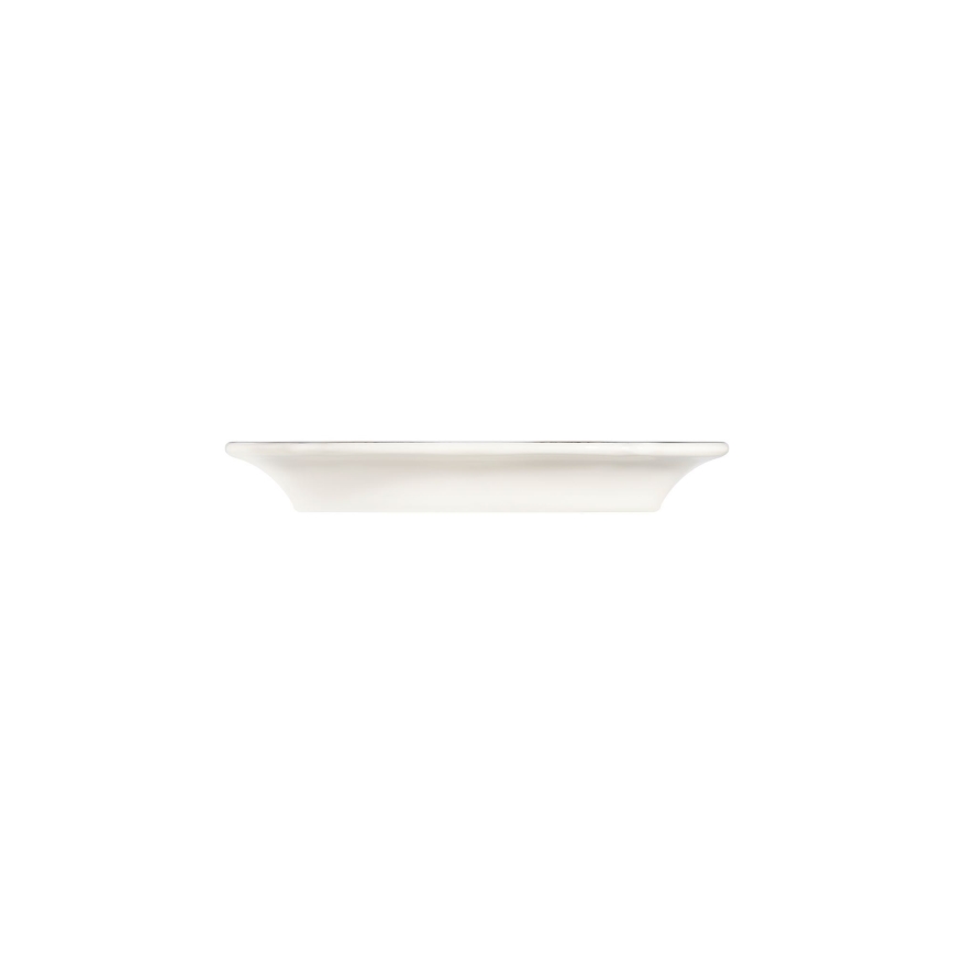 Service de table 53 pièces en porcelaine blanche, accents argentés