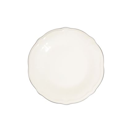 Service de table 53 pièces en porcelaine blanche, accents argentés
