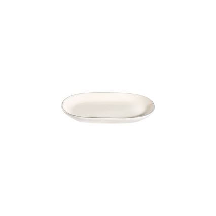 Service de table 53 pièces en porcelaine, finition crème et argentée