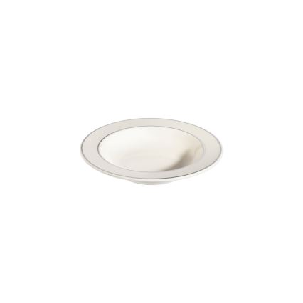 Service de table 53 pièces en porcelaine, finition crème et argentée