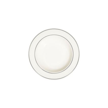 Service de table 53 pièces en porcelaine, finition crème et argentée