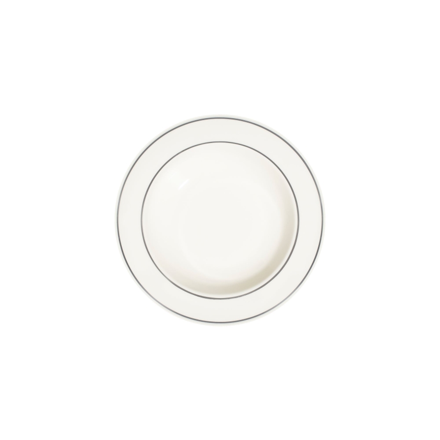 Service de table 53 pièces en porcelaine, finition crème et argentée