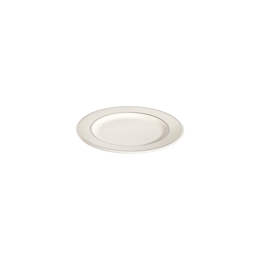 Service de table 53 pièces en porcelaine, finition crème et argentée