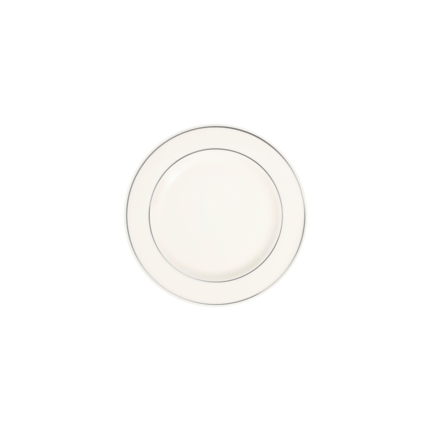Service de table 53 pièces en porcelaine, finition crème et argentée