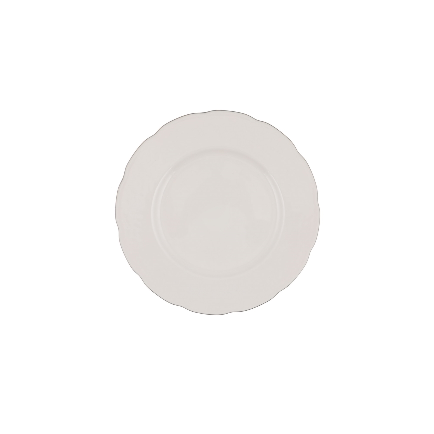 Service de table 54 pièces blanc/argent/ivoire en porcelaine fine (Bone China)