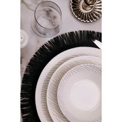 Service de table 62 pièces blanc/argenté/porcelaine