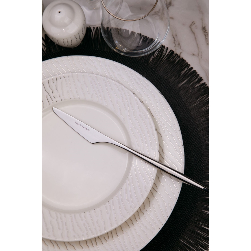 Service de table 62 pièces blanc/argenté/porcelaine