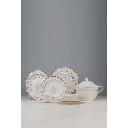 Service de table 68 pièces multicolore/porcelaine fine (bone china)