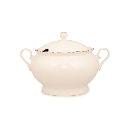 Service de table 83 pièces blanc/cuivré/porcelaine