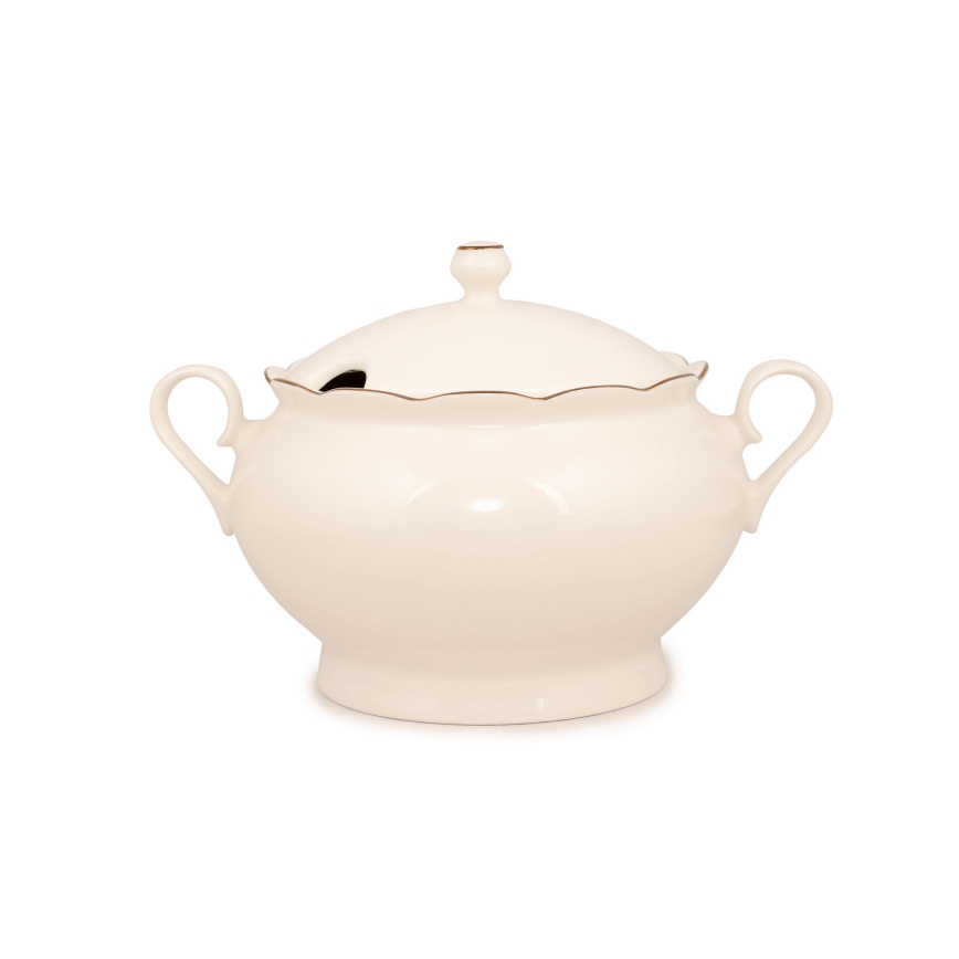 Service de table 83 pièces blanc/cuivré/porcelaine