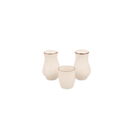 Service de table 83 pièces blanc/cuivré/porcelaine