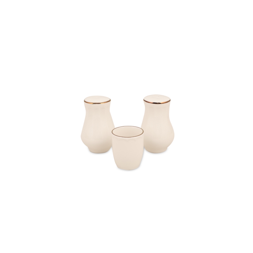 Service de table 83 pièces blanc/cuivré/porcelaine