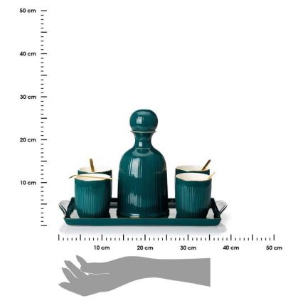 Service de tasses en céramique avec carafe et plateau KENDI vert