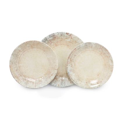 Service de vaisselle 18 pièces crème/marron en porcelaine