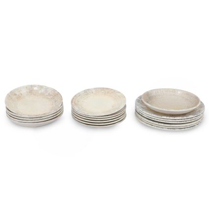 Service de vaisselle 18 pièces crème/marron en porcelaine
