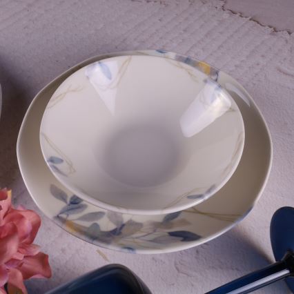 Service de vaisselle 24 pièces blanc/bleu/porcelaine