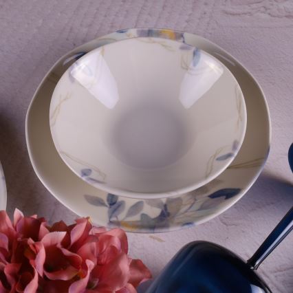 Service de vaisselle 24 pièces blanc/bleu/porcelaine
