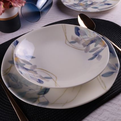 Service de vaisselle 24 pièces blanc/bleu/porcelaine