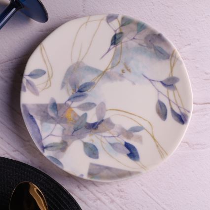 Service de vaisselle 24 pièces blanc/bleu/porcelaine