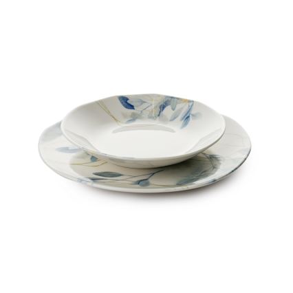 Service de vaisselle 24 pièces blanc/bleu/porcelaine