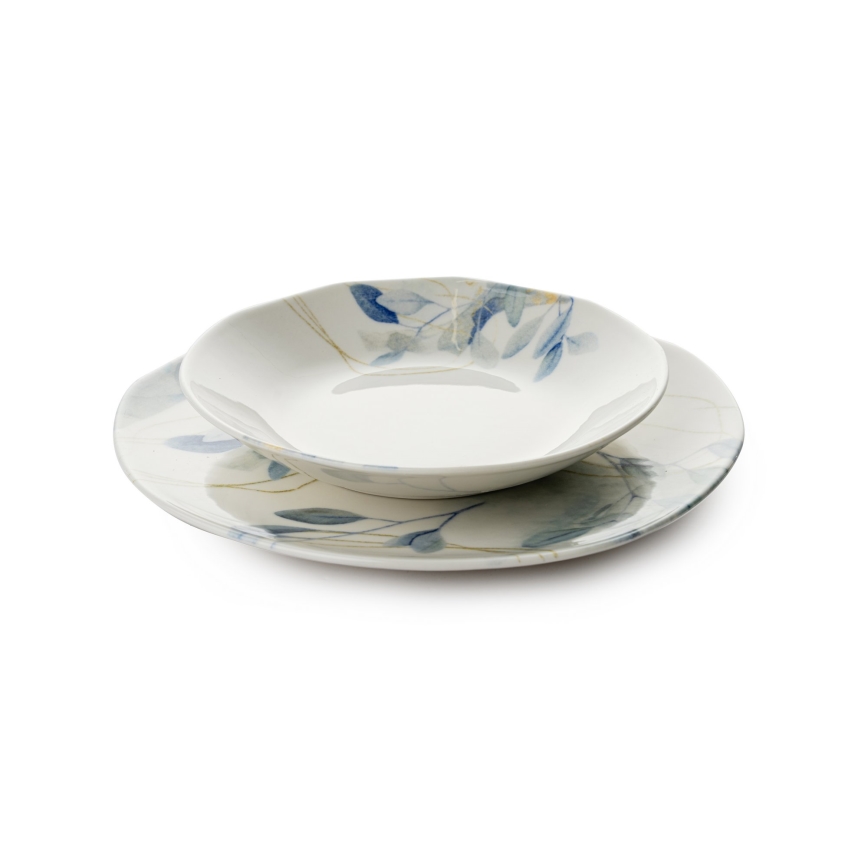 Service de vaisselle 24 pièces blanc/bleu/porcelaine