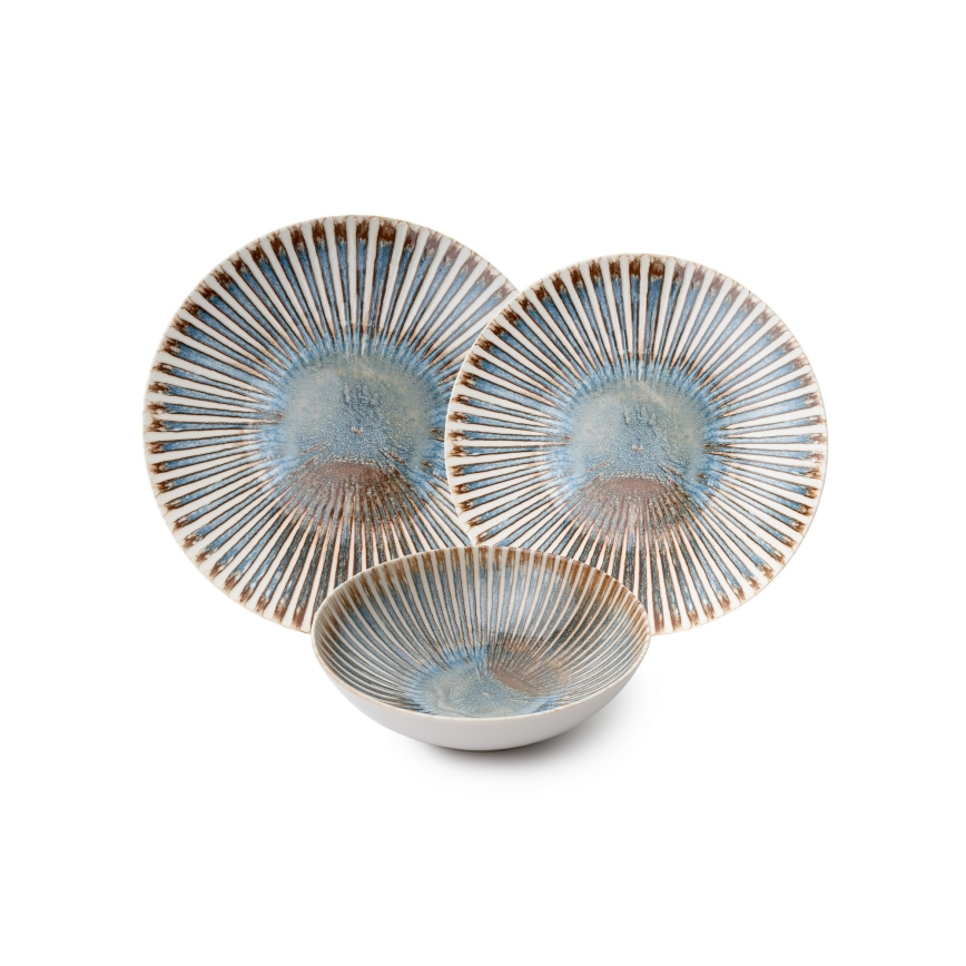 Service de vaisselle 24 pièces en porcelaine multicolore