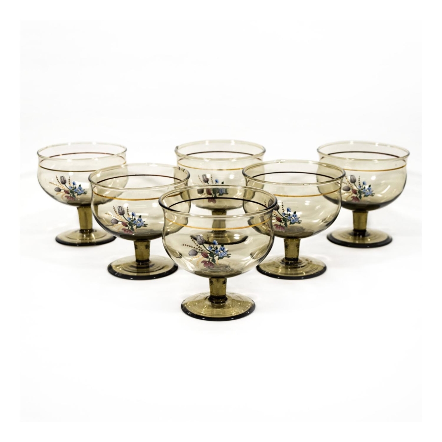 Service x6 coupes en verre fumé