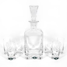 Set 1x bouteille en verre, 1x bouchon en verre et 6x verre à shot transparent