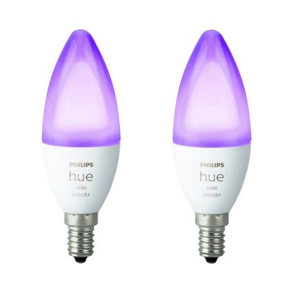 SET 2x Ampoule dimmable LED Philips Hue WHITE AND COLOR E14/5,3W/230V