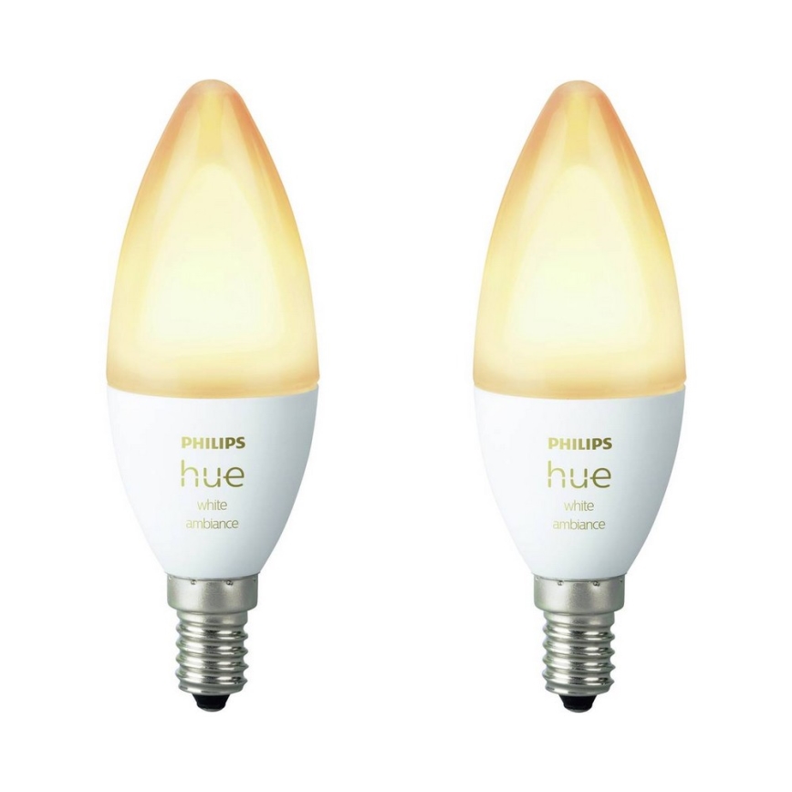 SET 2x Ampoule dimmable LED Philips Hue WHITE B39 E14/4W/230V 2200K-6500K