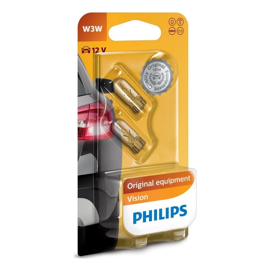 SET 2x Ampoule pour voiture Philips VISION 12256B2 W2,1x9,5d/3W/12V